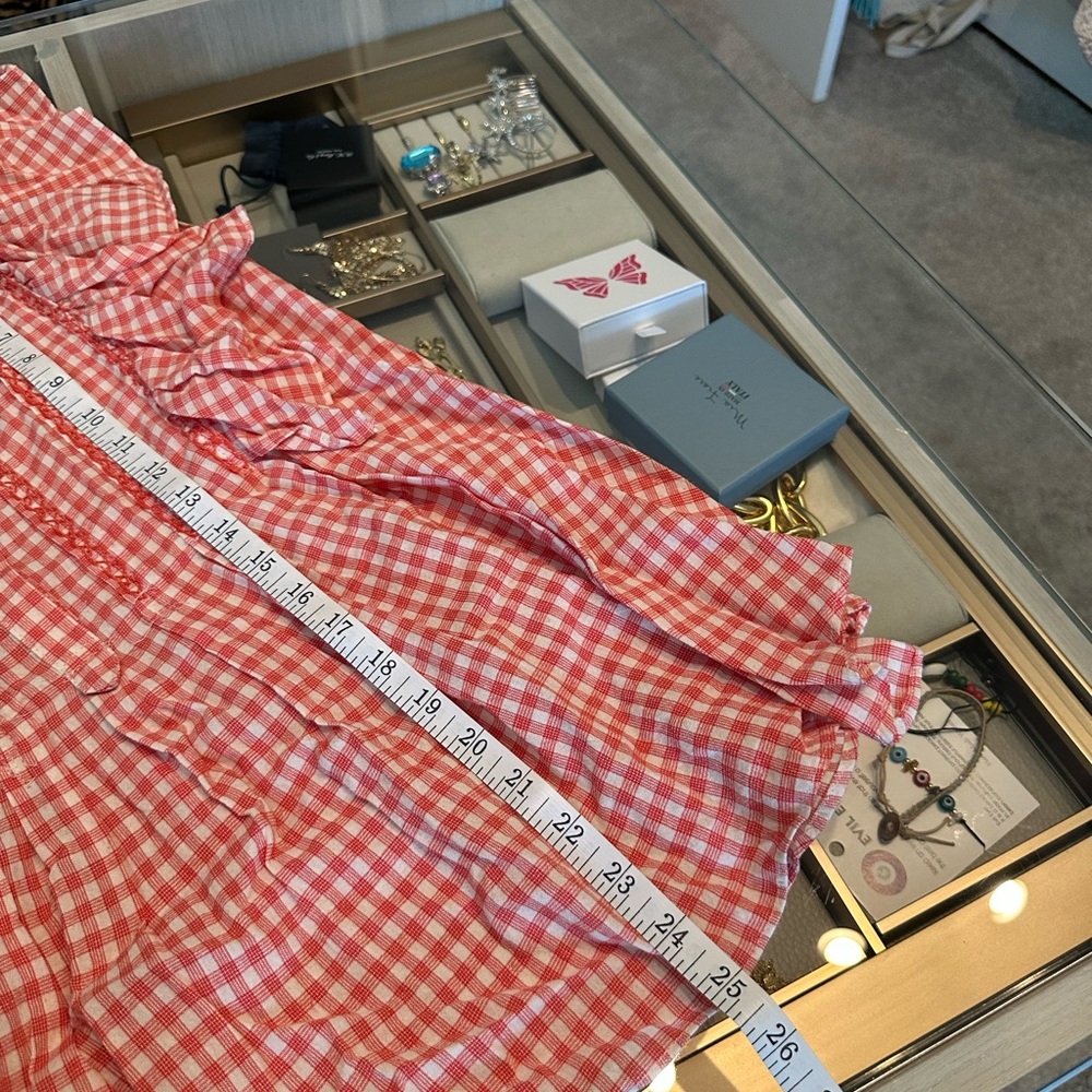 Max Studio Red Gingham Flutter Sleeve Blouse - image 6